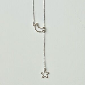 18 karat- Solid white gold - The moon & the wishing star white gold  necklace.